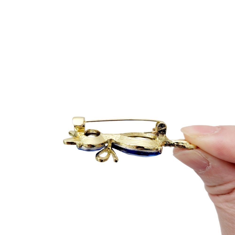 Brand New Blue With Rhinestone Cat Brooch Pin - Picture 4 of 6